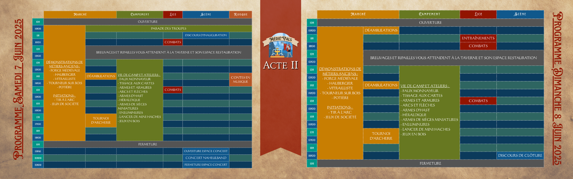 Tableau programme Tableau programme